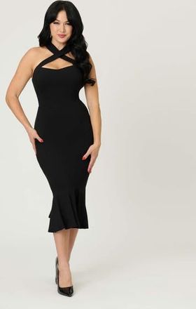 Unique Vintage Penelope Wiggle Dress in Black Solid at Nordstrom, Size Small