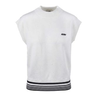 Autry Sleeveless Tops, female, White, Size: XS High-neck Knit Vest