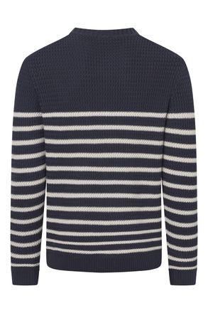 Joop Rundhalspullover JOOP JEANS Gerono, Herren, Gr. 3XL, blau (dunkelblau), Strick, Obermaterial: 100% Baumwolle, gestreift, mehrfarbig, regular fit, Rund