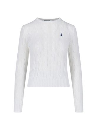 Polo Ralph Lauren Classic Cable Knit Sweater with Contrast Logo