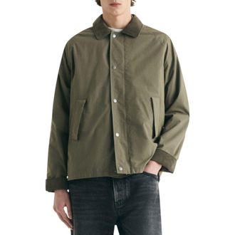 Scalpers Boxy Corduroy Collar Jacket in Khaki at Nordstrom, Size Xx-Large Eu