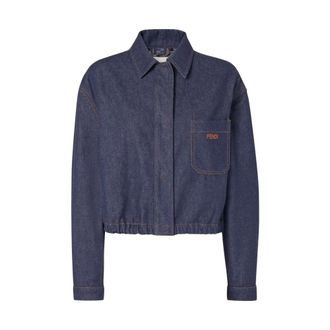 Fendi Logo-embroidered Denim Jacket - female - Fendi - Denim Jackets - Blue - S - Jackets