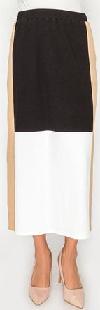 YAL New York Black and White Colorblock Skirt with Camel Panel