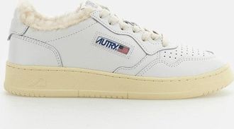 Autry White Medalist Low Shearling Leather Sneakers