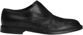 Dolce & Gabbana Washed kalfsleren veterschoenen - Heren - Nette schoenen - Zwart - 43 1/2 EU - Leer - Schoenen