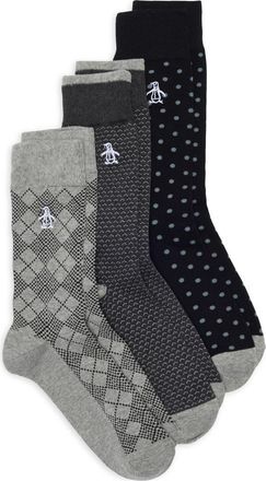 Original Penguin Pico Birdseye Crew Socks - Pack of 3 in Black at Nordstrom Rack