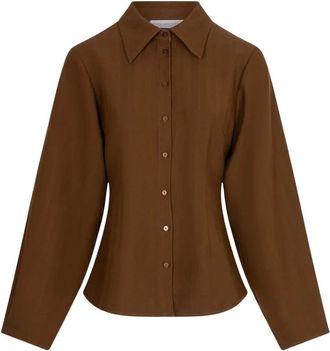 Amaya Amsterdam Loui Blouse - Dames - Blouses & Shirts - Bruin - Maat: M Leer