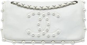 Chanel Pre-owned Pearl Obsession Flap - Dames - Vintage Schoudertas - Wit - ONE Size - Leer - Vintage