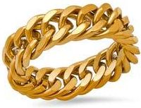 HMY Jewelry Mens 18K Gold Plated Stainless Steel Curb Chain Band Ring at Nordstrom Rack, Size 12