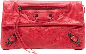 Balenciaga Pre-owned Balenciaga Lambskin Motocross Classic Envelope Clutch 224915A.6411 213048