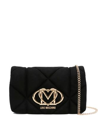 Love Moschino quilted logo-plaque cross body bag - Black