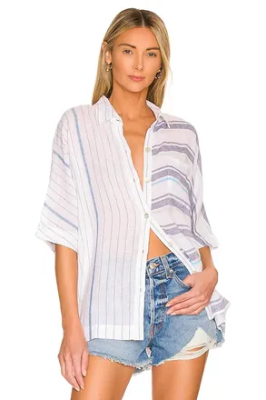 Rails Finley Shirt In Mixed Aegean Blue Stripe