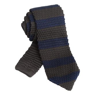Alizeal Mens Vintage Multi-colored Casual Knitted Neckties, Navy+Coffee Stripe