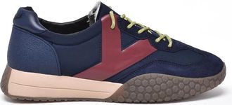 Keh-noo Blue Leather Patchwork Sneakers