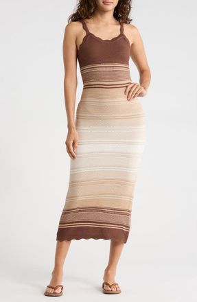 Madden Girl Ombr&eacute; Stripe Cami Sweater Dress in Cocoa Brown Combo at Nordstrom Rack, Size X-Large