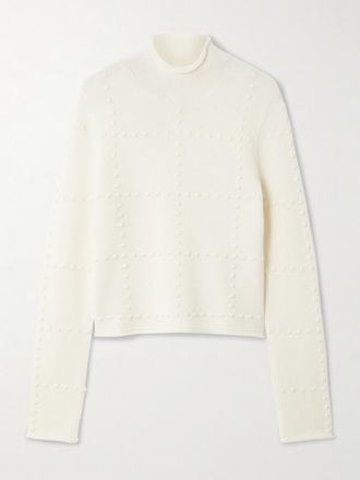 Guest In Residence Pullover A Collo Alto In Misto Lana E Cashmere Popcorn - Crema