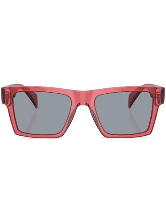 Versace Occhiali da sole squadrati con placca logo - Rosso