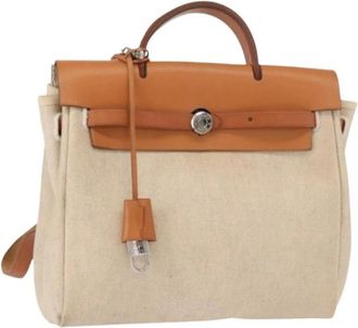 Herm&egrave;s Pre-owned Backpacks, female, Beige, Size: ONE SIZE Pre-owned Vintage Canvas Backpack