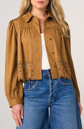 Liverpool L.A. Puff Sleeve Laser Cut Jacket in Caramel at Nordstrom, Size X-Large