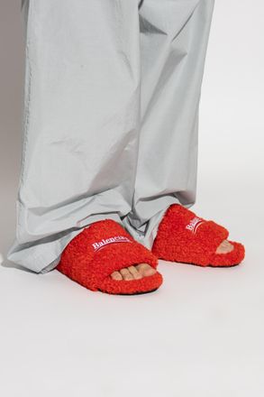 Balenciaga Slides With Logo, Mens, Red