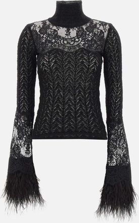 Blumarine Maglione con inserti in pizzo - Nero