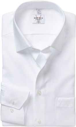 Marvelis Langarmhemd MARVELIS, Herren, Gr. 47, N-Gr, wei&szlig;, Web, Obermaterial: 100% Baumwolle, normal, 2-Knopf-Manschette, Hemden Langarmhemd, modern fit, Busin