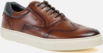 Pod Mens Pod Dobbs Leather Mens Tan Brogues Shoes - Brown - Size: 10