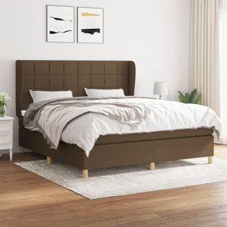 vidaXL Cama Box Spring Con Colch&oacute;n Tela Marr&oacute;n Oscuro 160x200 Cm Vidaxl