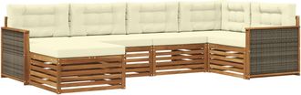 vidaXL Conjunto De Sof&aacute;s De Exterior 6 Uds. Natural Y Crema Vidaxl