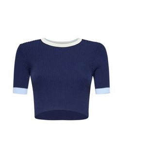 Silvian Heach Truien & Vesten, Dames, Blauw, S, Maglia a maniche corte con dettagli a contrasto