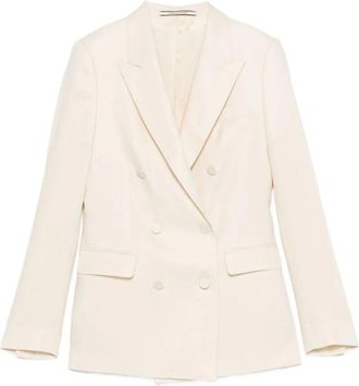 Tagliatore Parigi Double-Breasted Blazer - Dames - Blazers - Wit - S - Leer - Jassen