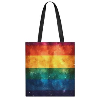 Generic Rainbow Flag LGBTQ G-alaxy Womens Tote Casual Shopping Bag Lightweight Shoulder Bags Hobos Handbag for Work Travel Daily 35x40cm