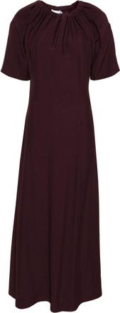 Viktor & Rolf gathered-neckline crepe maxi dress - women - Nylon/Other fibres/Cotton - S - Purple