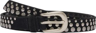 Orciani Cintura in pelle Borchie Punta lunga - Dames - Riemen - Zwart - 85 CM - Leer - Accessoires
