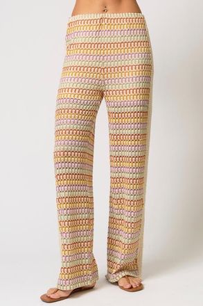 Central Park West Celine Rainbow Crochet Mid Rise Pants at Nordstrom, Size Small