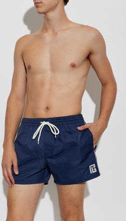 Balmain Swim Shorts, Mens, Navy Blue
