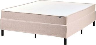 Beliani Divan Bed Beige Polyester Upholstery EU Small Double Size 4ft6 Without Headboard Pocket Spring Mattress Bedroom COUNTESS