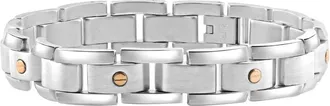 Pompeii3 Mens Polished Steel Two Tone Gold Screwed 12mm Link 8.5 Bracelet