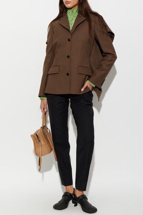 Loewe Wool Blazer With Decorative Back, Womens, Brown