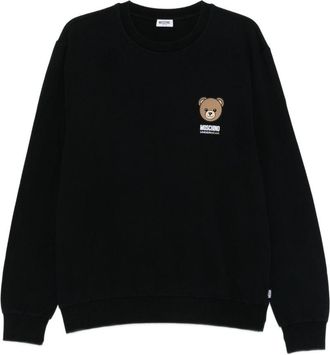 Moschino Casual Black Sweater with Playful Teddy Bear Graphic