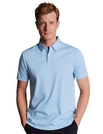 CHARLES TYRWHITT Short Sleeve Jersey Polo in Sky Blue at Nordstrom, Size Xx-Large