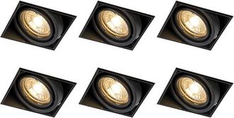 QAZQA Set of 6 Recessed Spotlights Black GU10 Tiltable Trimless - Oneon