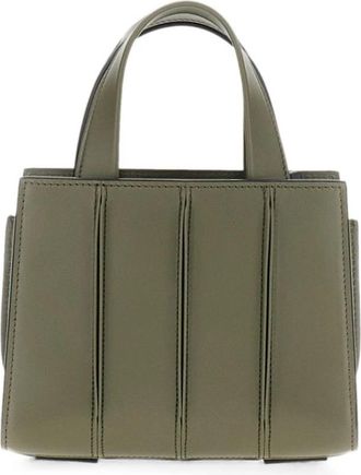 Max Mara Leren Clutch Tas met Panelen - Dames - Handtassen - Groen - ONE Size - Leer - Tassen