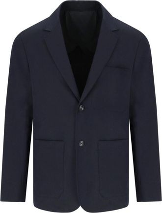 Emporio Armani Navy Single-Breasted Jacket Lichtgewicht Stof - Heren - Blazers - Blauw - L - Polyester - Jassen