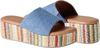 Diba Womens Rock Steady Platform Wedge Heel In Blue Denim