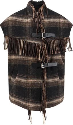 Isabel Marant Madras-patroon Vest - Dames - Bodywarmers - Zwart - S - Wol - Jassen