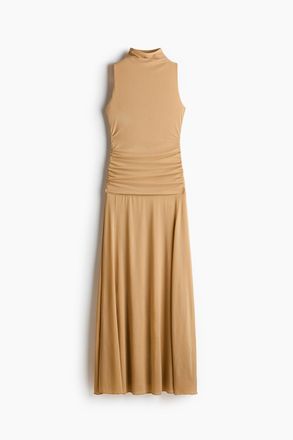 H&M Meshkleid mit Raffungen - Beige