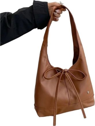 Generic Bow Shoulder Bag Spacious Womens Crossbody Tote For Daily Commute(Light brown)