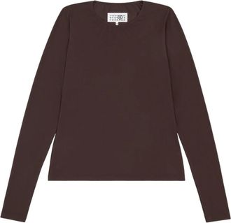 Maison Margiela Bruine Rekbare Top - Dames - Longsleeves - Bruin - L - Tops