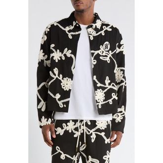 Honor The Gift Floral Ribbon Cotton Blend Jacket in Black at Nordstrom, Size Xx-Large